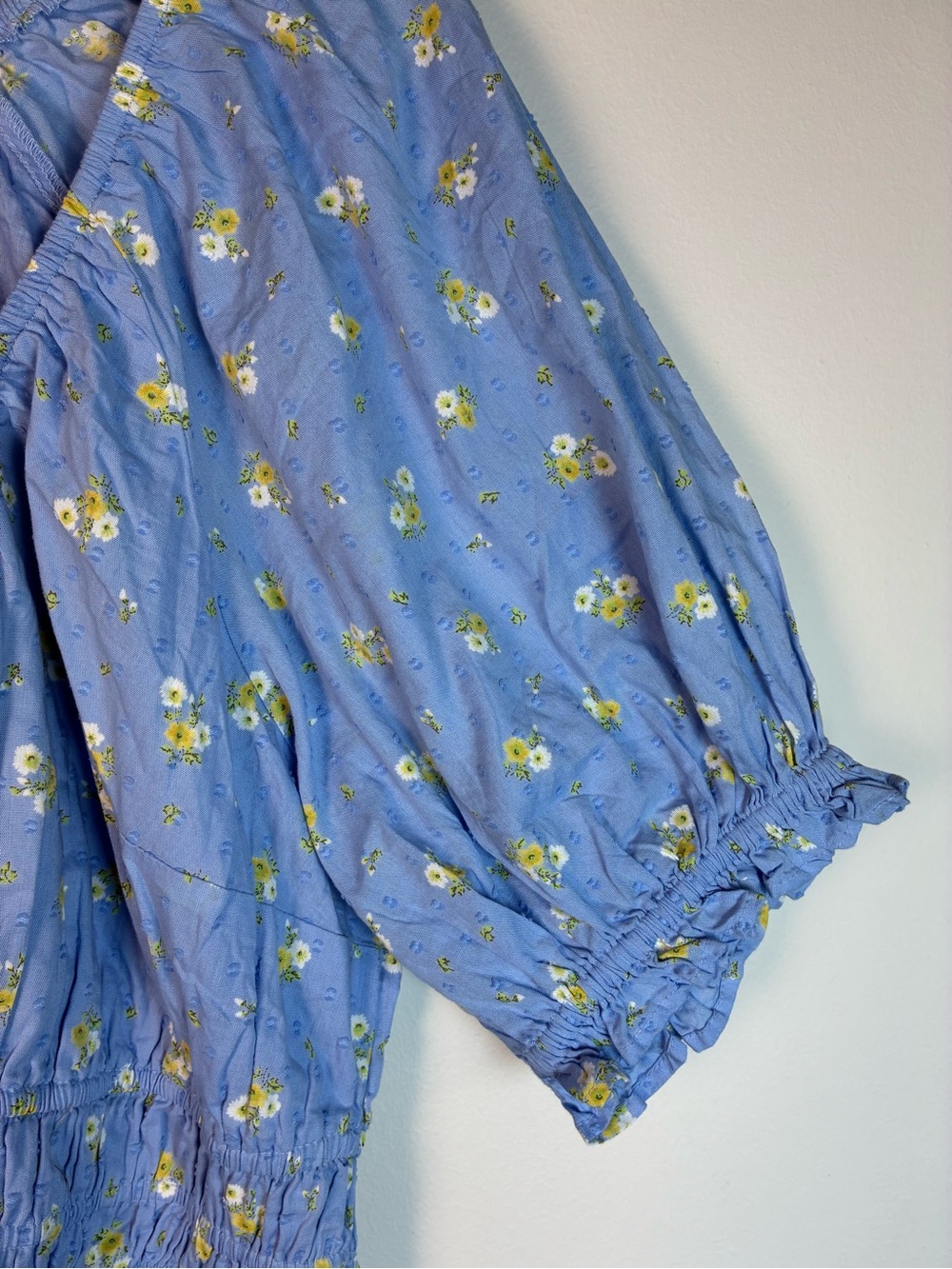 And Now This Blue Floral Midi Dress Tiered Puff Sleeve 2X Milkmaid Coquette NEW - Picture 4 of 12